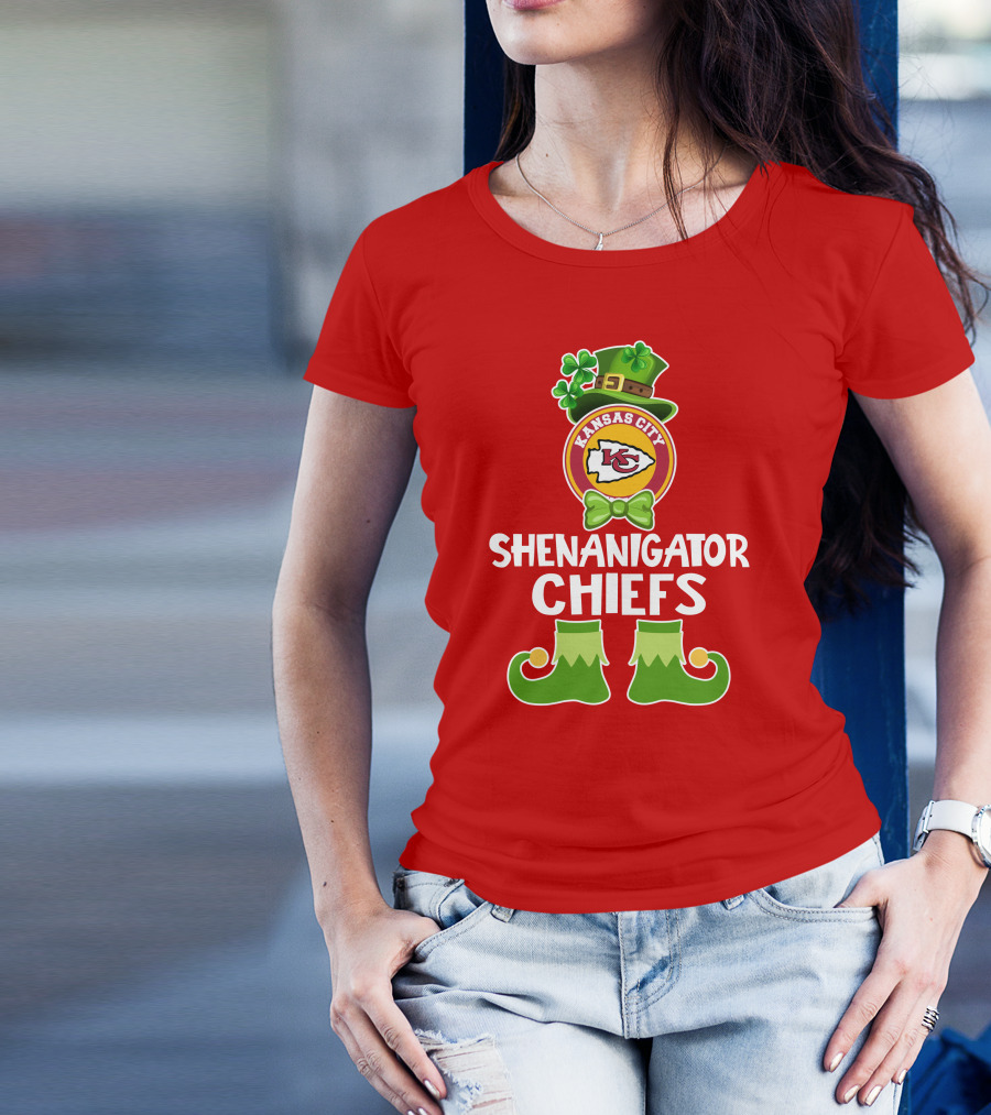 Kansas City Chiefs Shenanigator Leprechaun St. Patrick's Day Fun T-Shirt