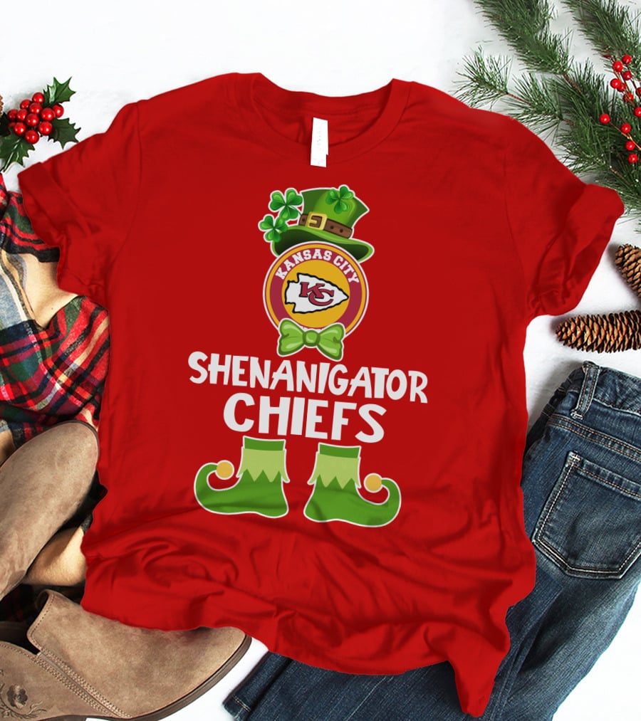 Kansas City Chiefs Shenanigator Leprechaun St. Patrick's Day Fun T-Shirt