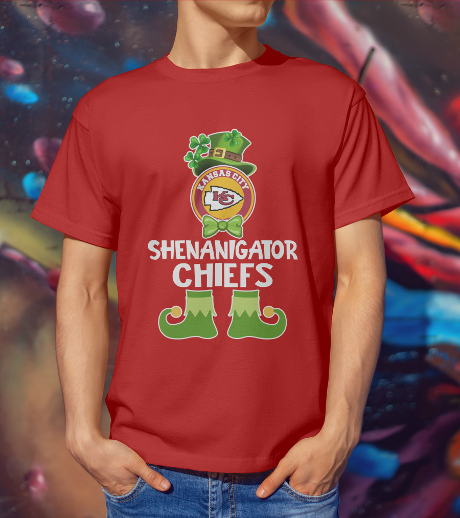 Kansas City Chiefs Shenanigator Leprechaun St. Patrick's Day Fun T-Shirt