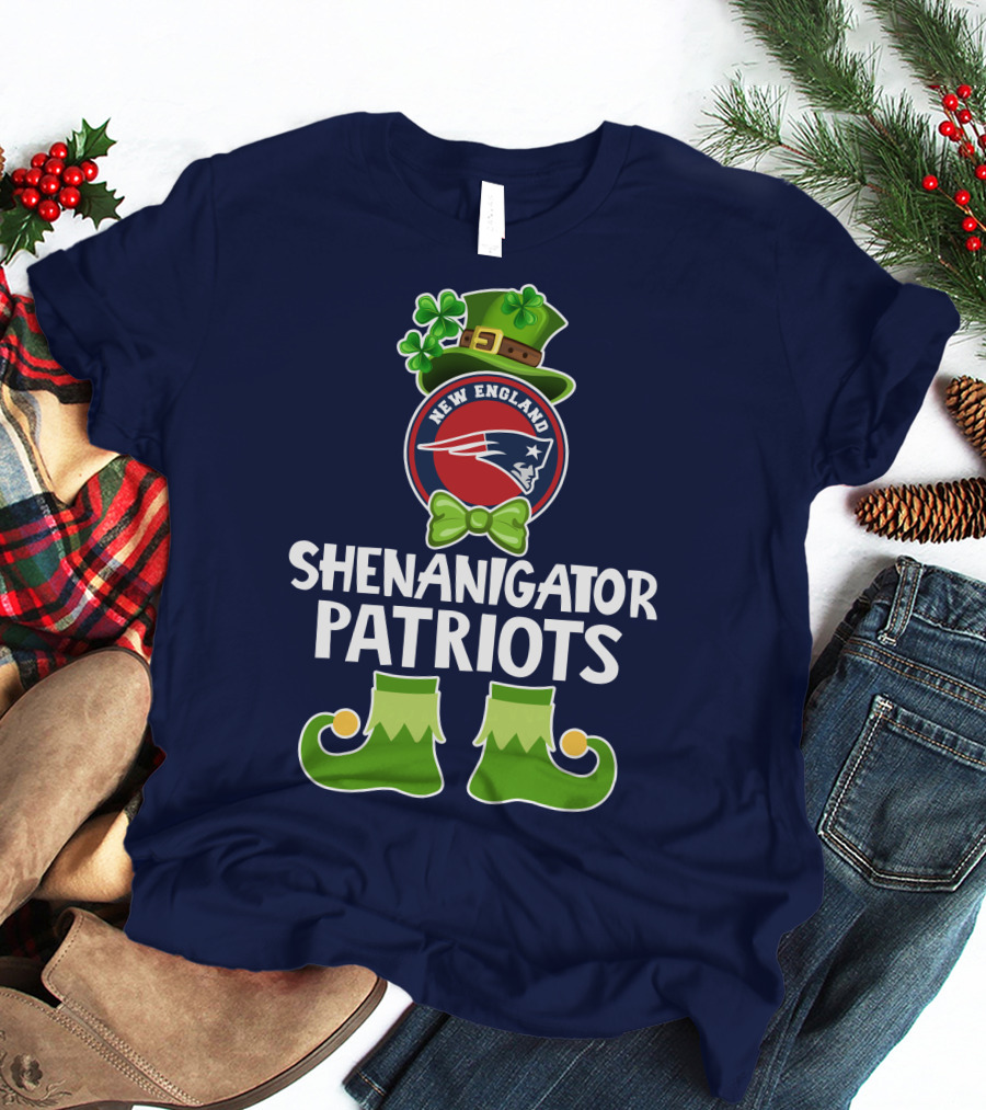 Funny Leprechaun St. Patrick's Day Shenanigator New England Patriots T-Shirt