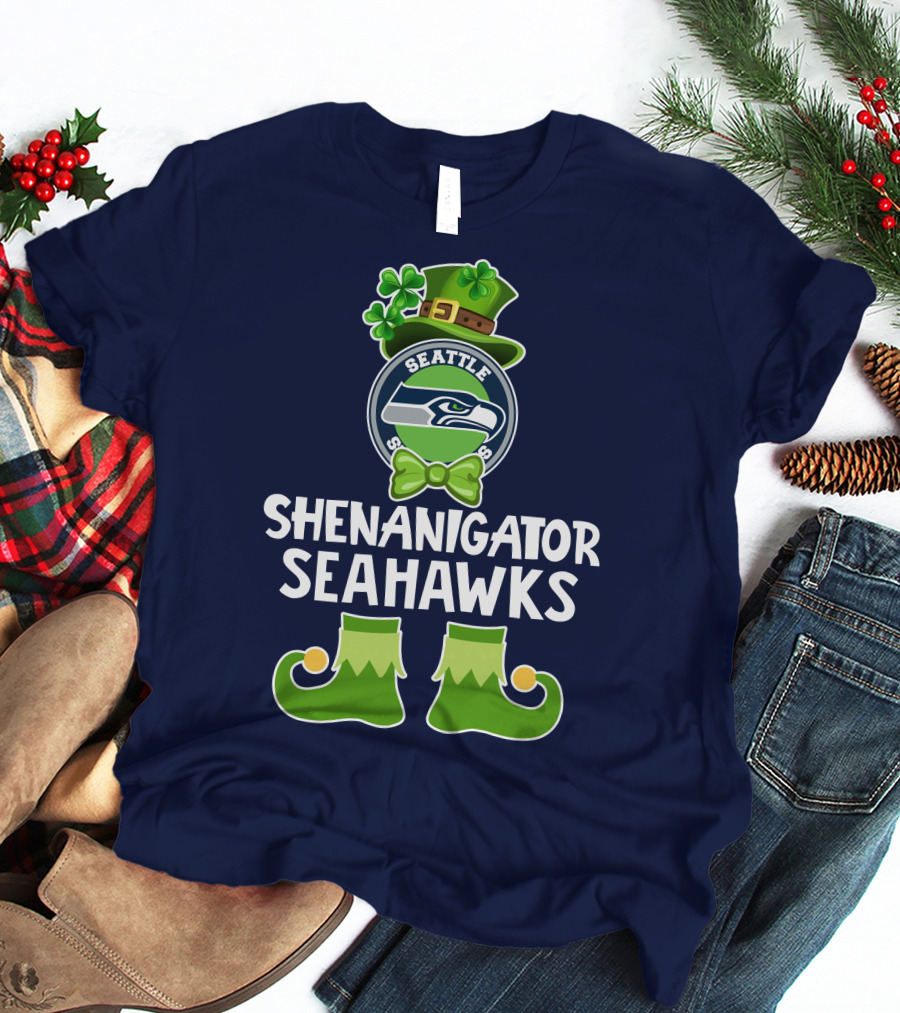 Shenanigator Leprechaun St. Patrick's Day Seattle Seahawks T-Shirt