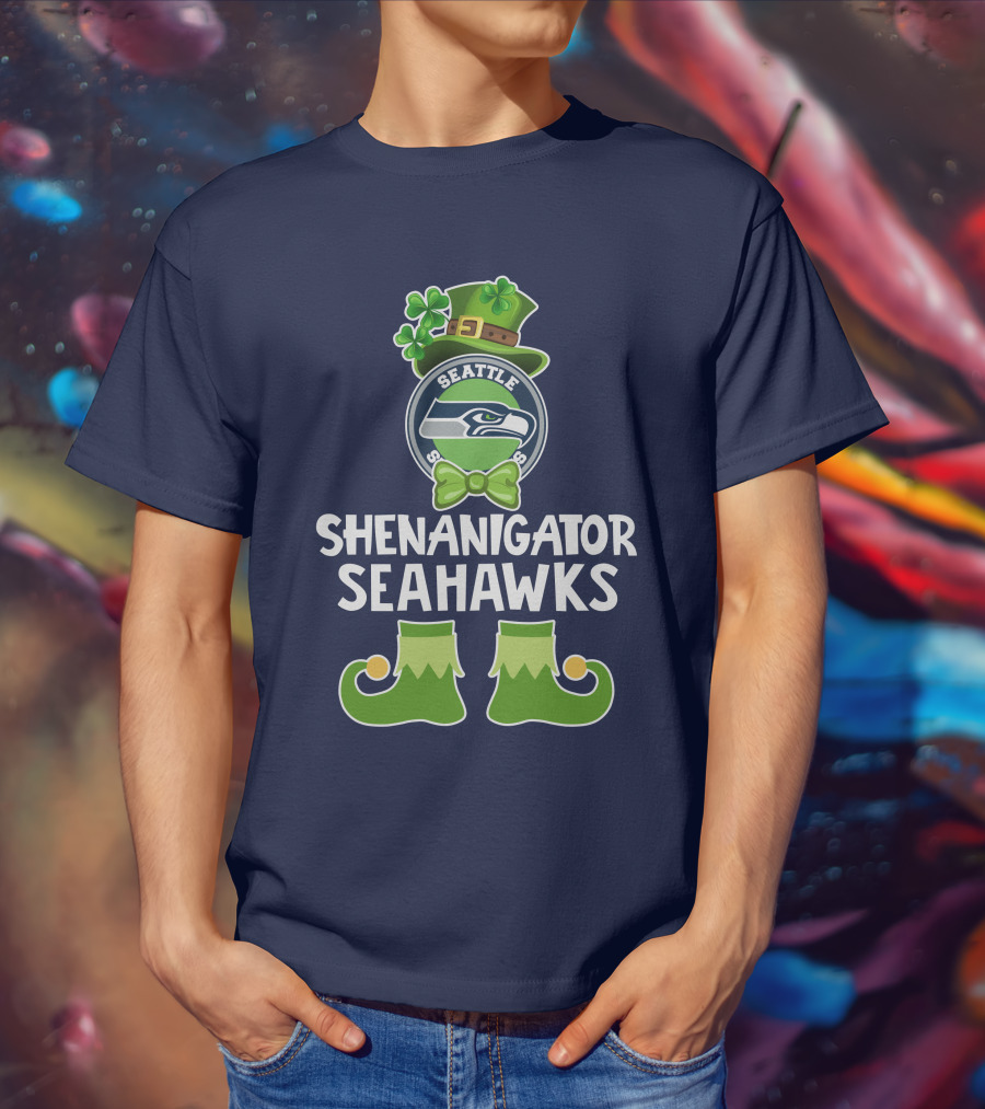 Shenanigator Leprechaun St. Patrick's Day Seattle Seahawks T-Shirt