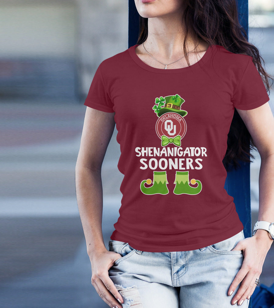 Shenanigator Oklahoma Sooners Funny Leprechaun St. Patrick's Day T-Shirt