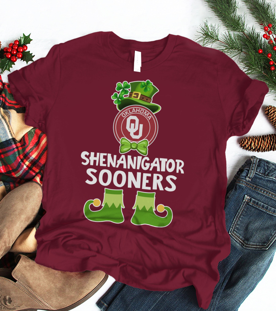 Shenanigator Oklahoma Sooners Funny Leprechaun St. Patrick's Day T-Shirt