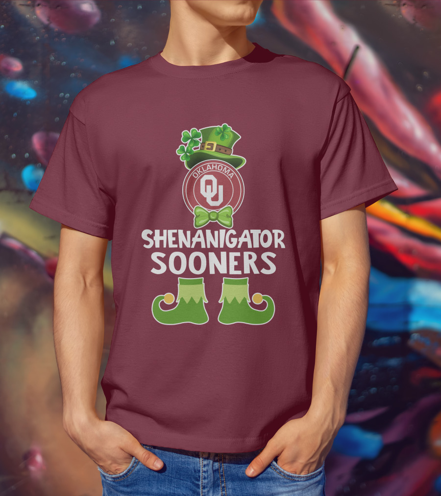 Shenanigator Oklahoma Sooners Funny Leprechaun St. Patrick's Day T-Shirt