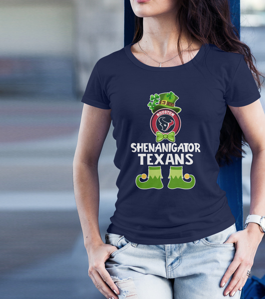 Shenanigator Houston Texans Leprechaun St. Patrick's Day T-Shirt