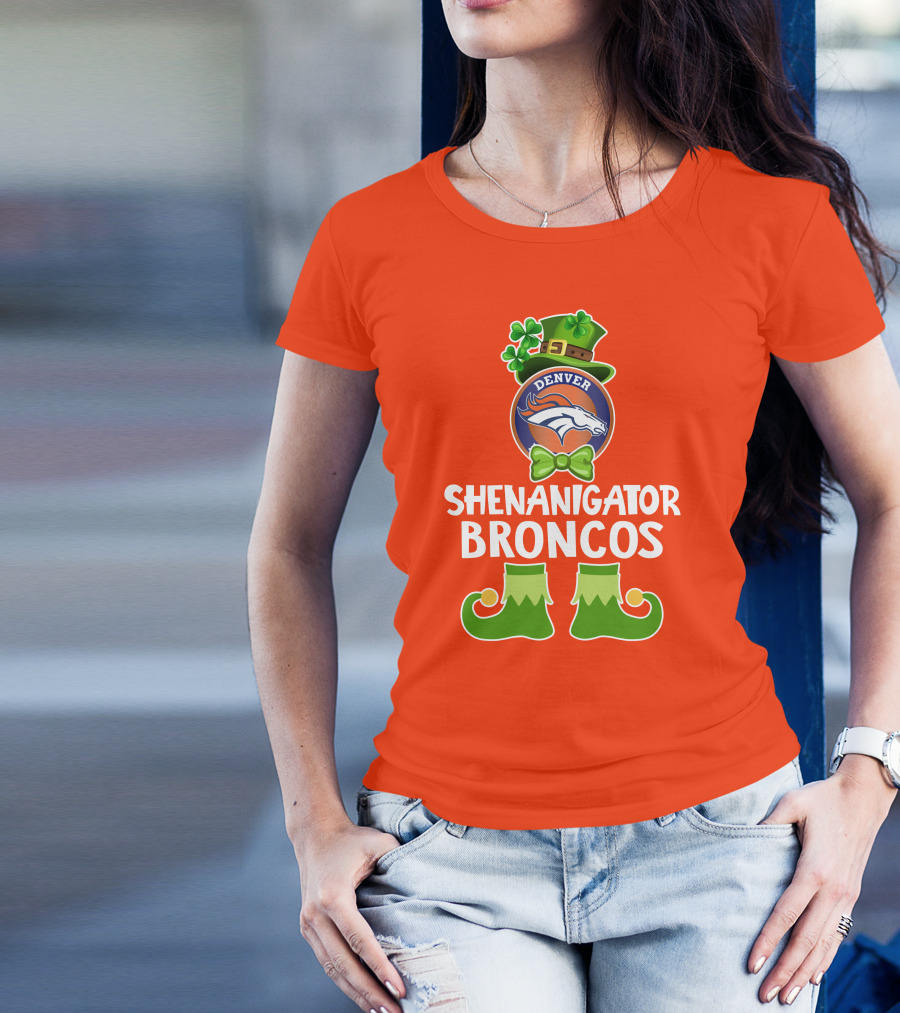 Shenanigator Denver Broncos Funny Leprechaun St. Patrick's Day T-Shirt