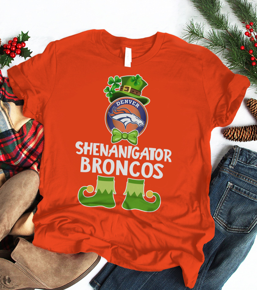 Shenanigator Denver Broncos Funny Leprechaun St. Patrick's Day T-Shirt