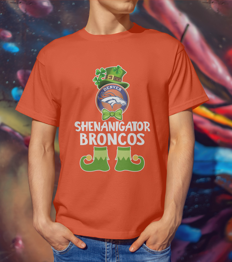 Shenanigator Denver Broncos Funny Leprechaun St. Patrick's Day T-Shirt
