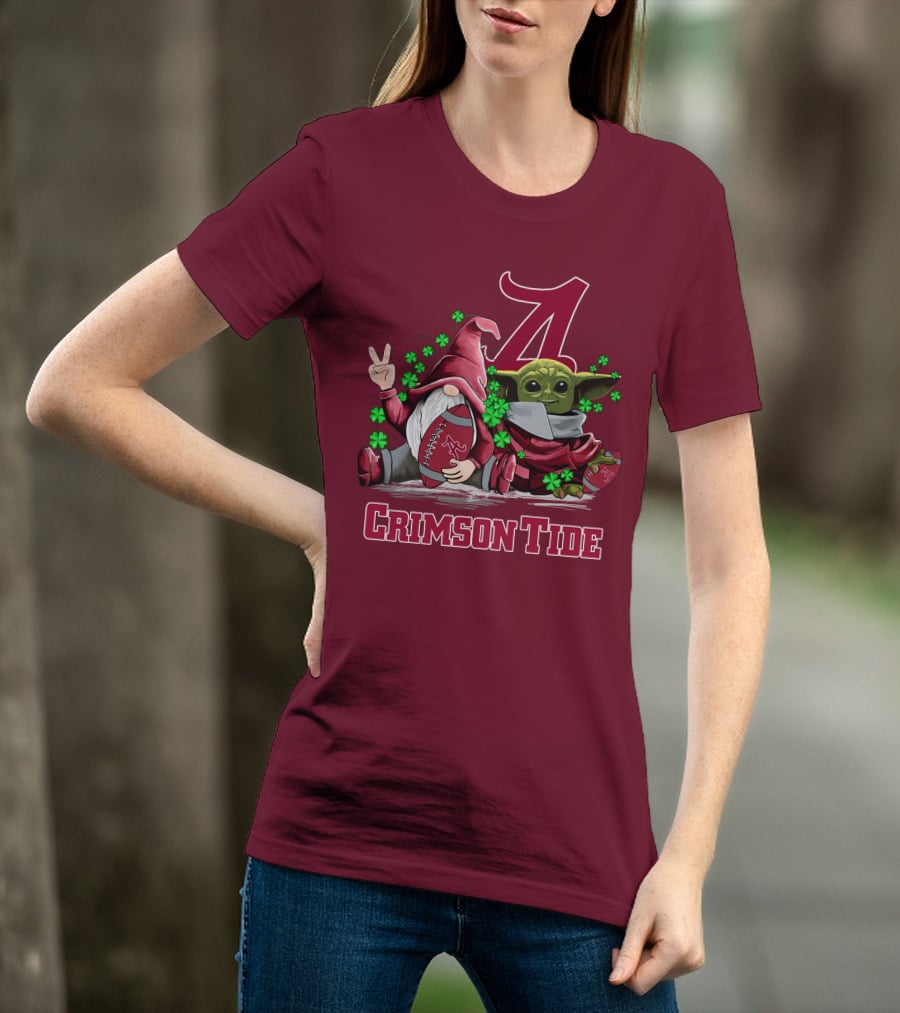 Leprechauns Gnomes Baby Yoda Alabama Crimson Tide Football T-Shirt