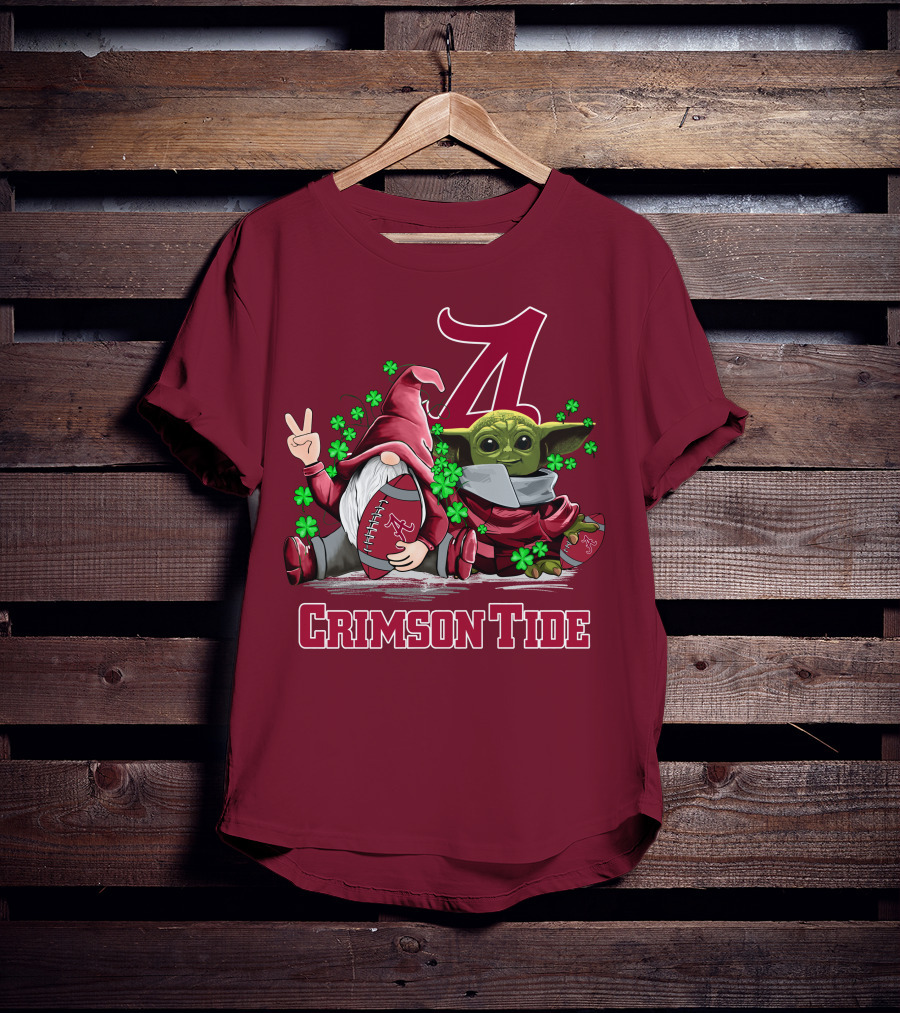 Leprechauns Gnomes Baby Yoda Alabama Crimson Tide Football T-Shirt