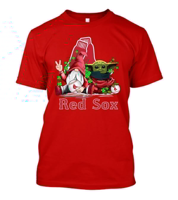 Leprechauns Gnomes Baby Yoda Red Sox Boston Baseball T-Shirt