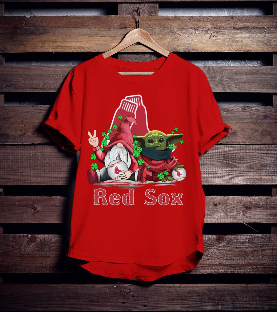 Leprechauns Gnomes Baby Yoda Red Sox Boston Baseball T-Shirt