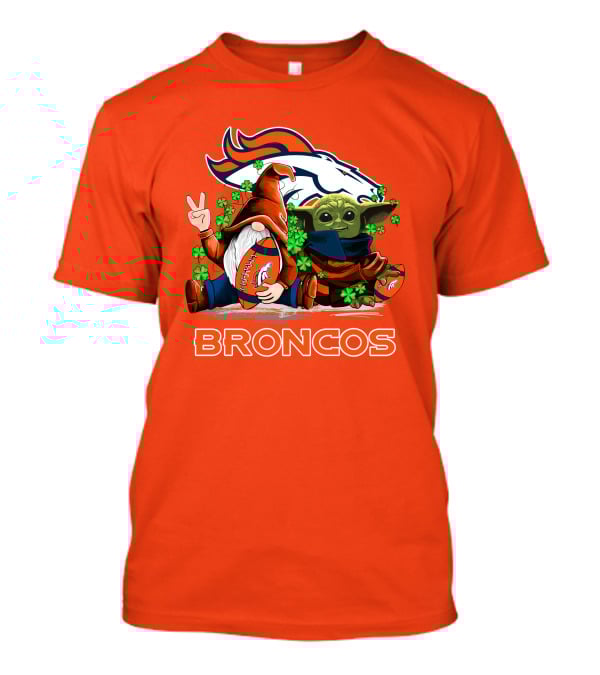 Broncos Leprechaun Gnome Baby Yoda Hugging Football Fan T-Shirt