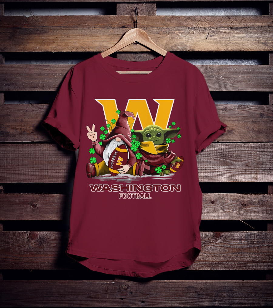 Leprechauns Gnomes Baby Yoda Hug Washington Football Team W Football T-Shirt
