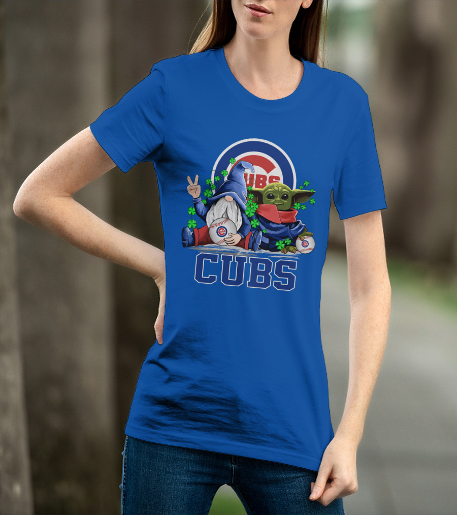 Chicago Cubs Leprechauns Gnomes Baby Yoda Baseball T-Shirt