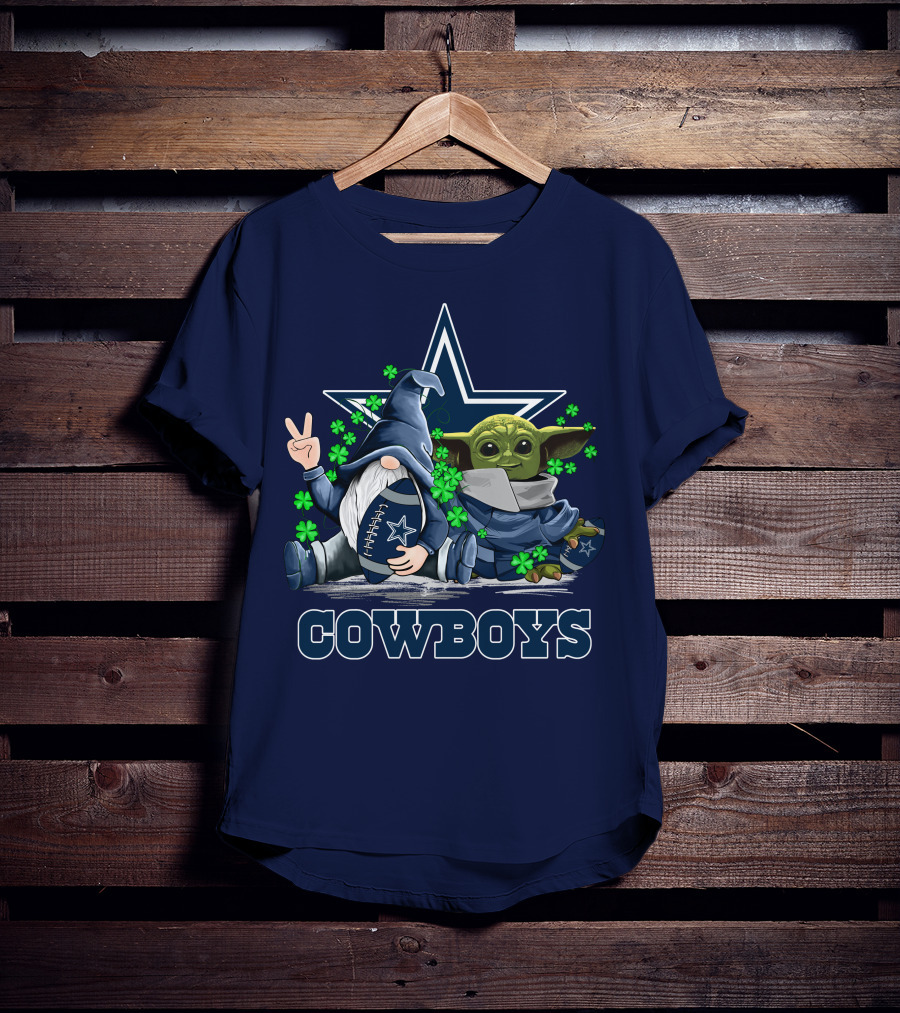 Cowboys Gnome Baby Yoda Shamrocks Dallas Football T-Shirt