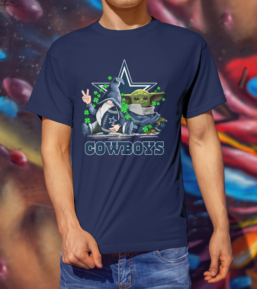 Cowboys Gnome Baby Yoda Shamrocks Dallas Football T-Shirt