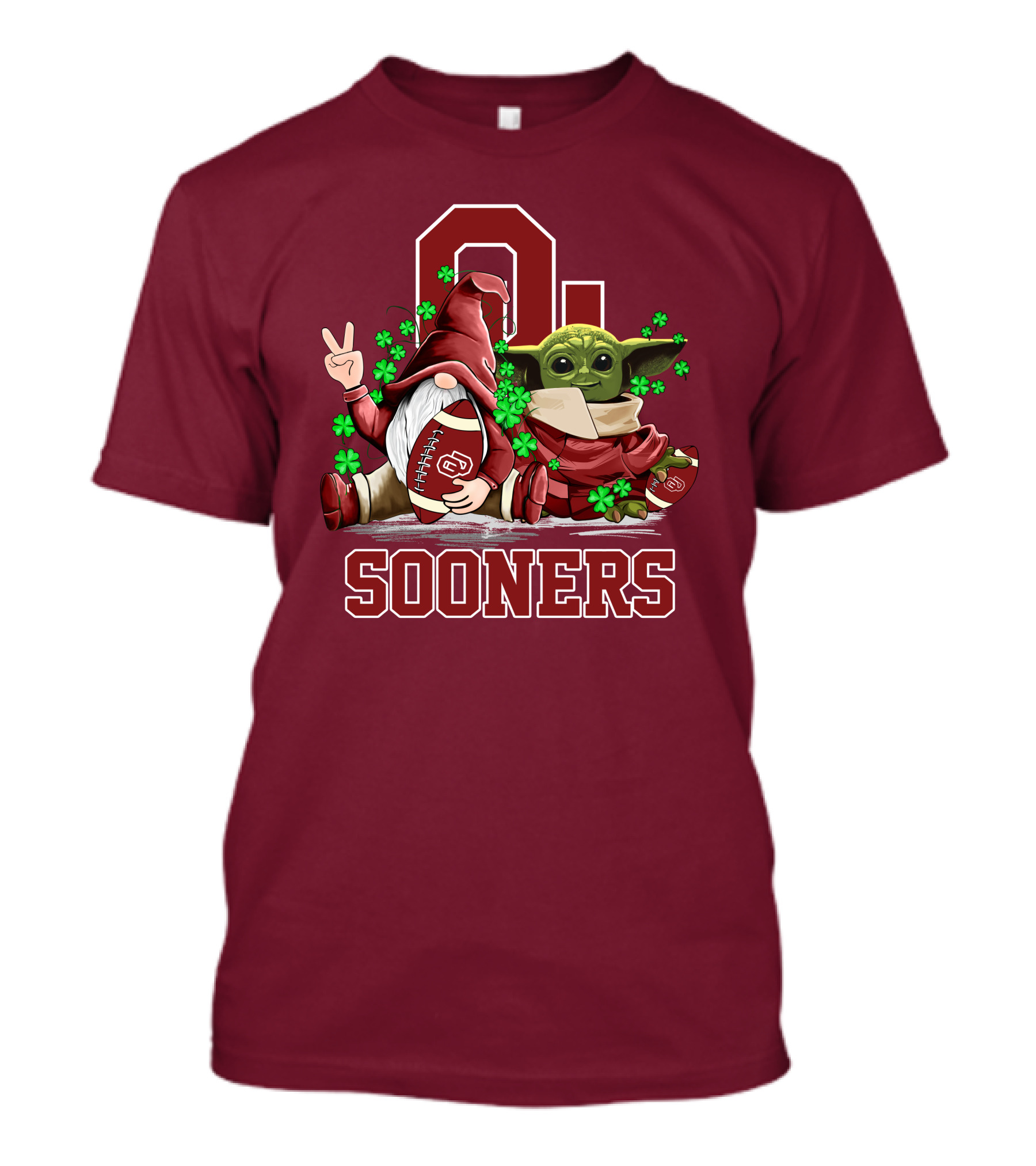 Oklahoma Sooners Leprechauns Gnomes Baby Yoda Football T-Shirt