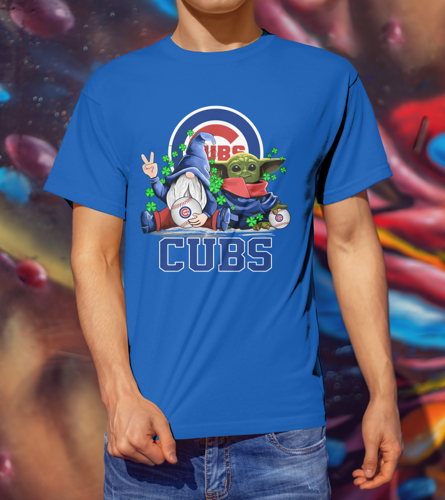 Chicago Cubs Leprechaun Gnome Baby Yoda Baseball Clover T-Shirt