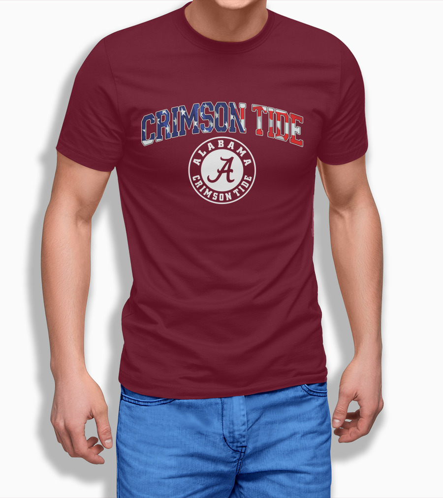 Alabama Crimson Tide American Flag Crimson Tide Circle T-Shirt