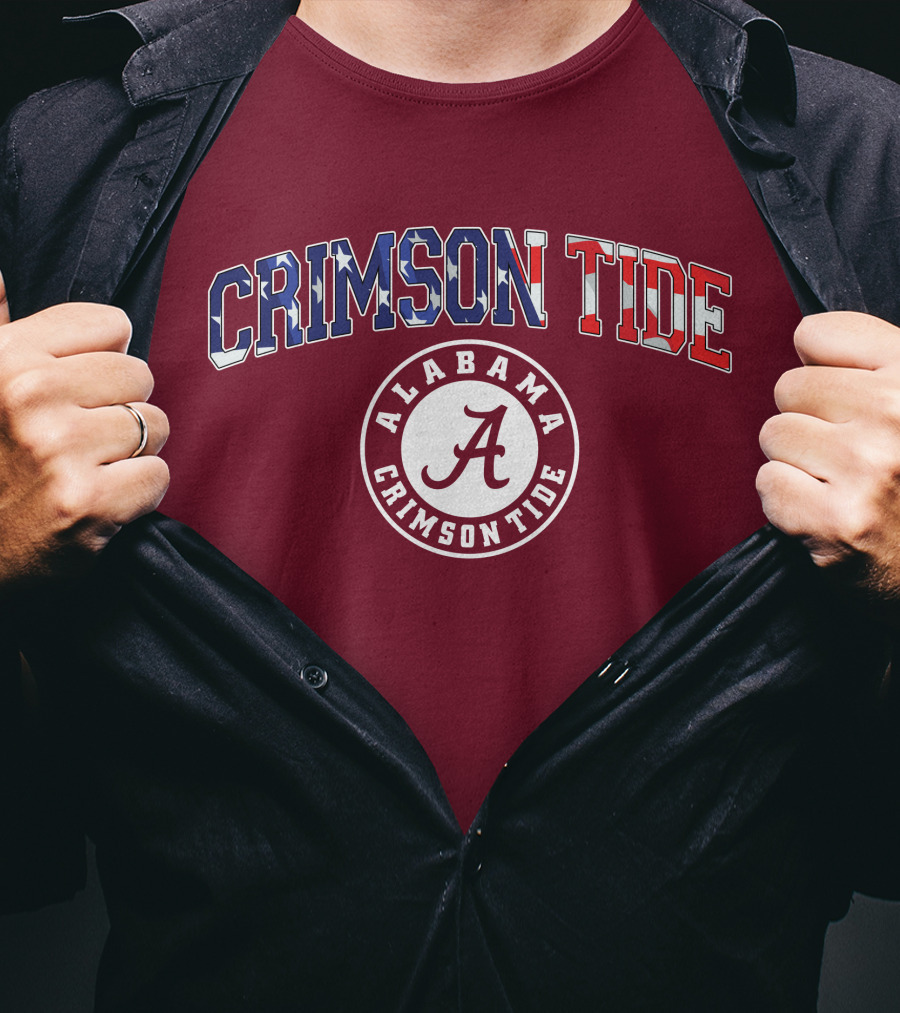 Alabama Crimson Tide American Flag Crimson Tide Circle T-Shirt
