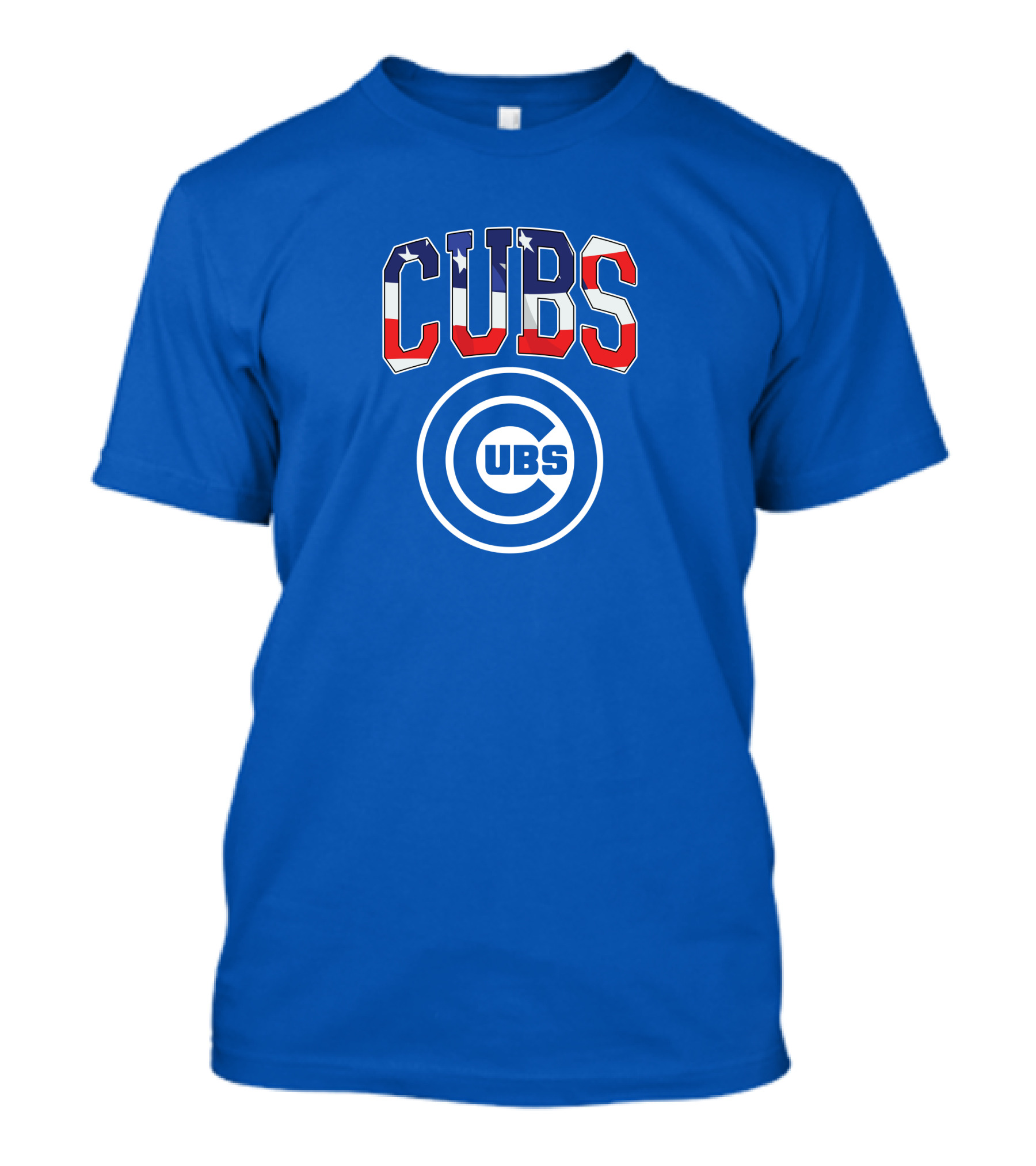 Chicago Cubs Stars And Stripes Logo CUBS Text American Flag Colors T-Shirt