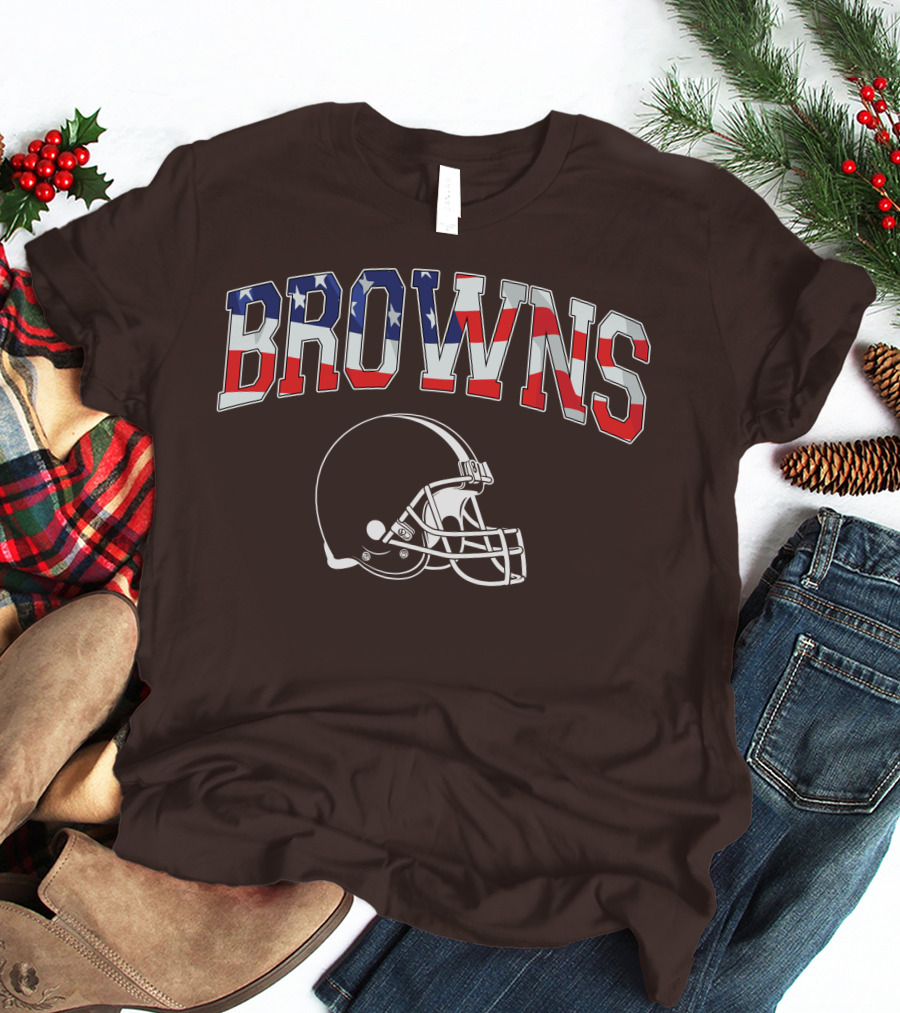 Browns American Flag Helmet T-Shirt