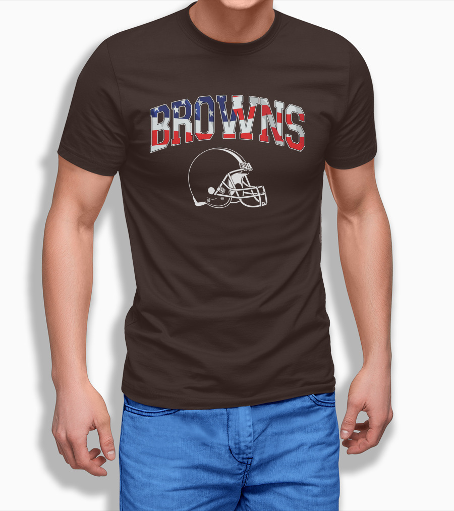 Browns American Flag Helmet T-Shirt
