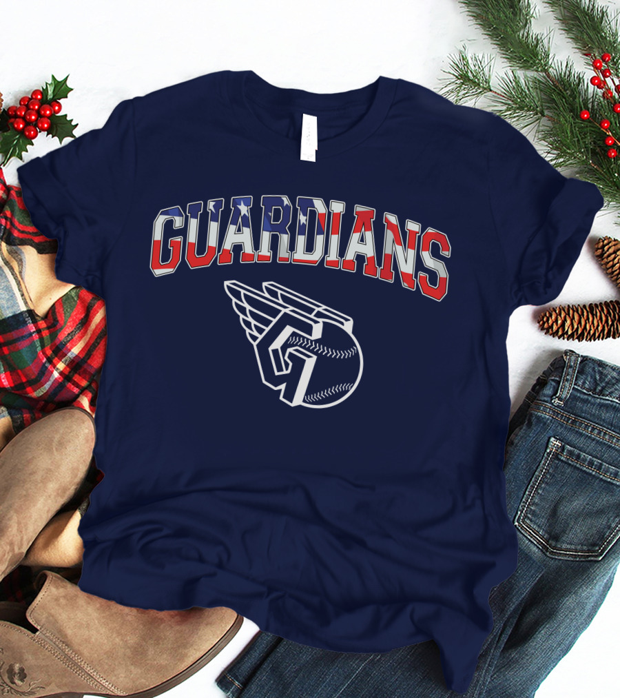 Guardians American Flag Baseball Emblem T-Shirt
