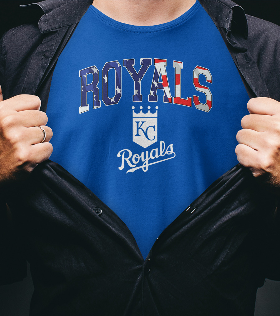 Kansas City Royals KC American Flag Logo Royals T-Shirt