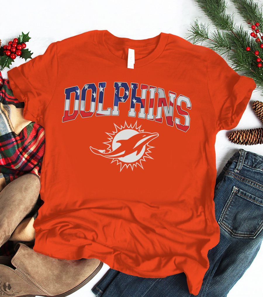 Dolphins American Flag Miami Football T-Shirt