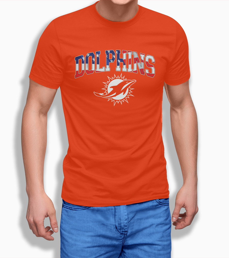Dolphins American Flag Miami Football T-Shirt