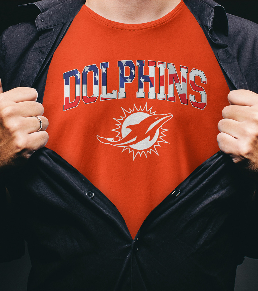 Dolphins American Flag Miami Football T-Shirt