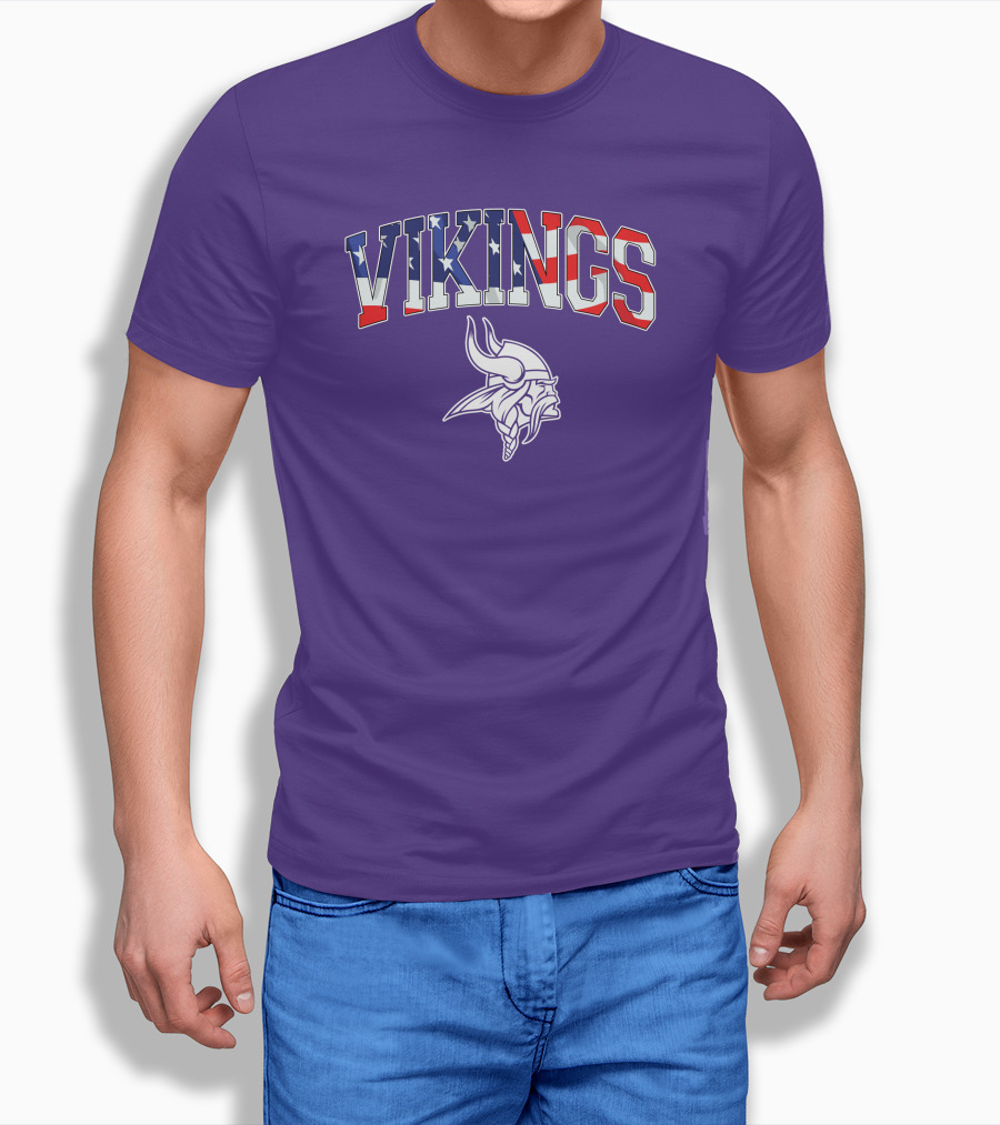 Vikings American Flag Design Minnesota Football Team T-Shirt