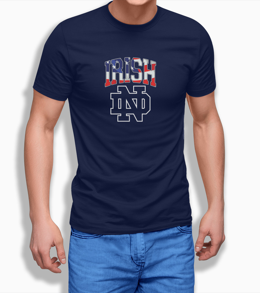 Irish ND American Flag Notre Dame Fighting Irish T-Shirt