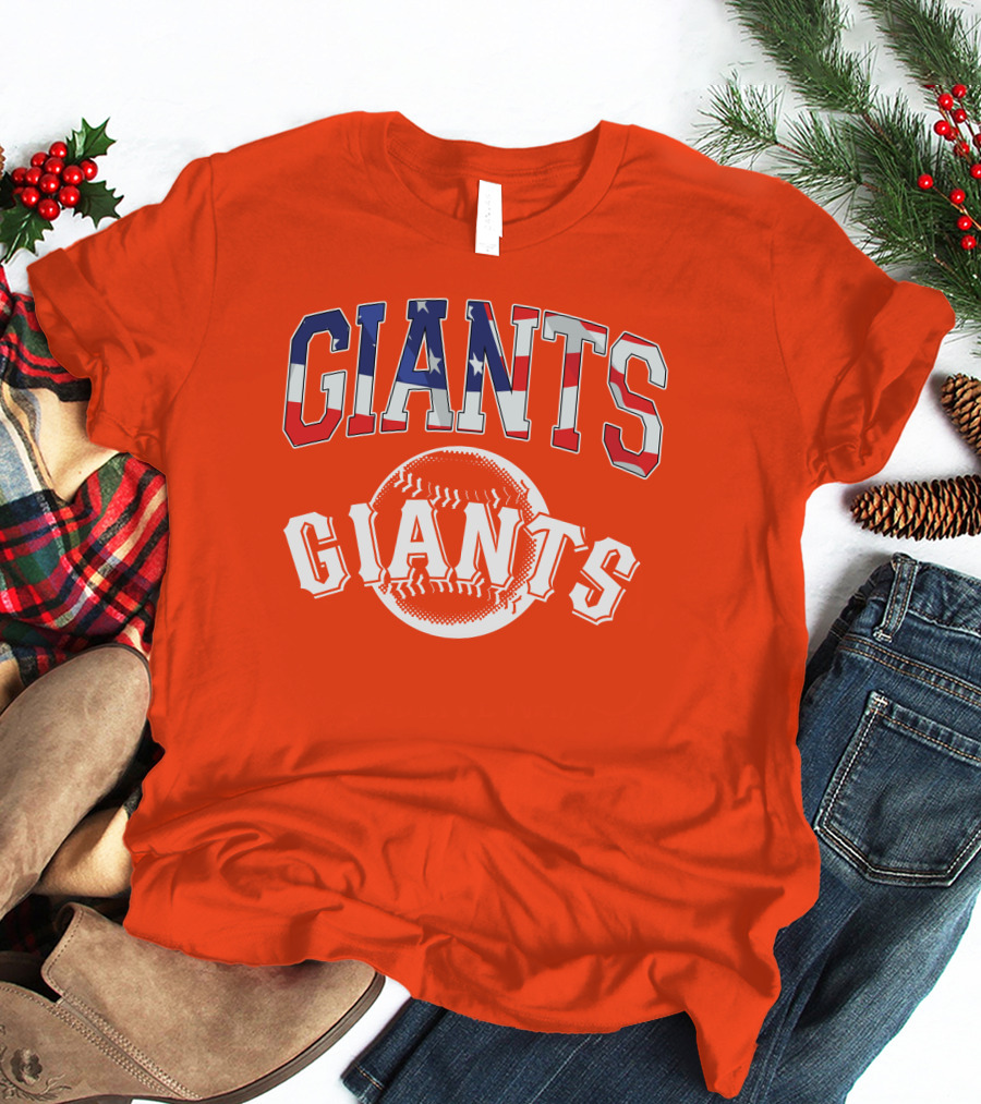 San Francisco Giants American Flag Baseball Letters USA T-Shirt