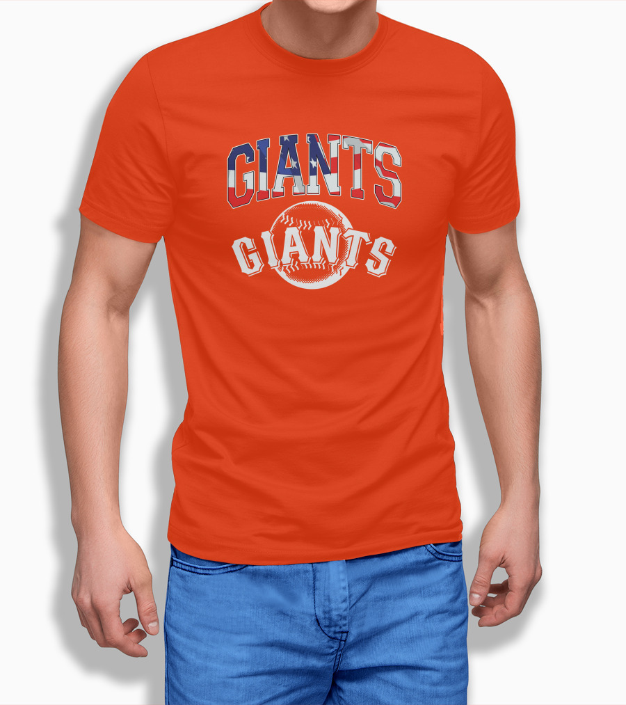 San Francisco Giants American Flag Baseball Letters USA T-Shirt