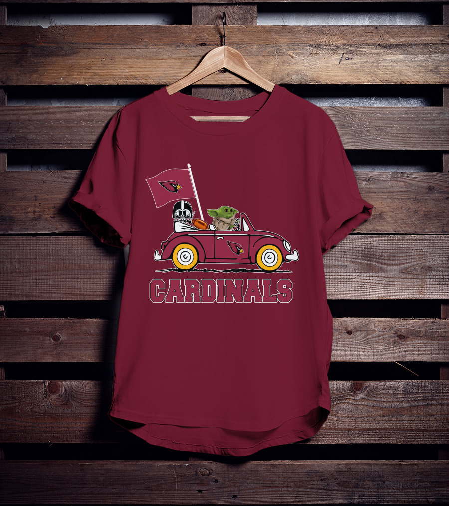 Arizona Cardinals Darth Vader Baby Yoda Car Star Wars T-Shirt