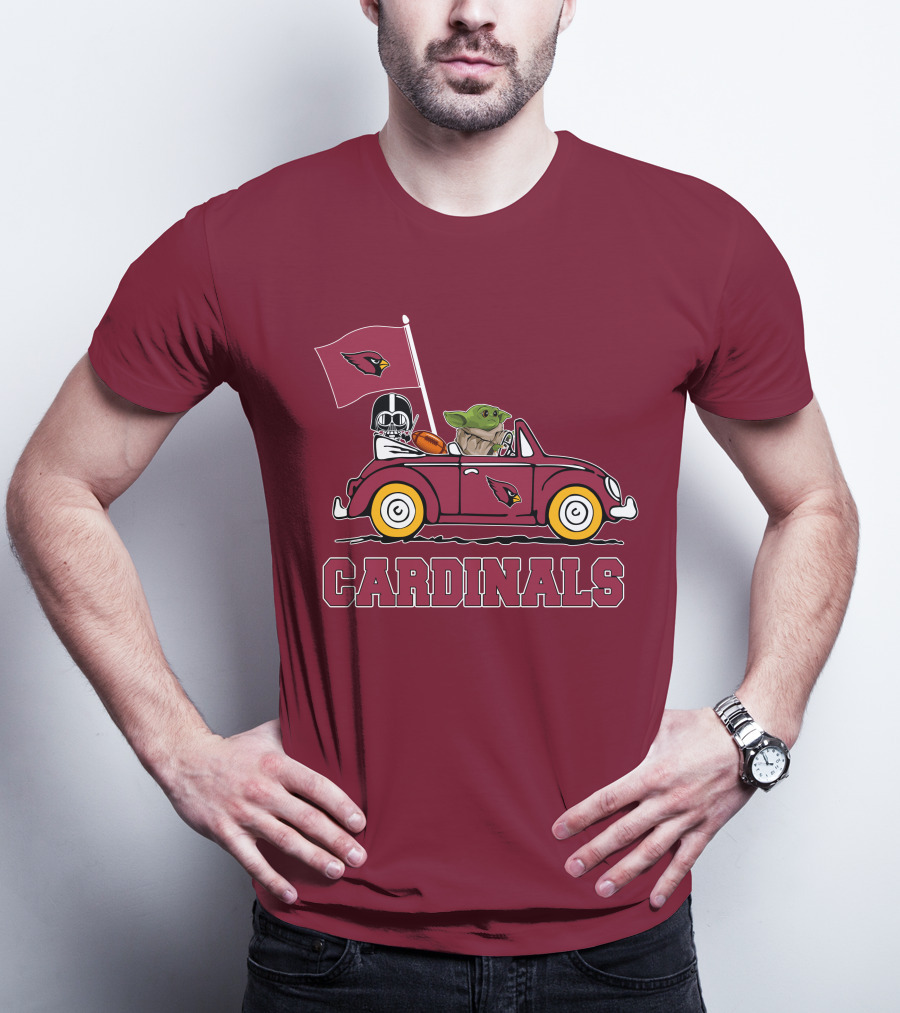 Arizona Cardinals Darth Vader Baby Yoda Car Star Wars T-Shirt