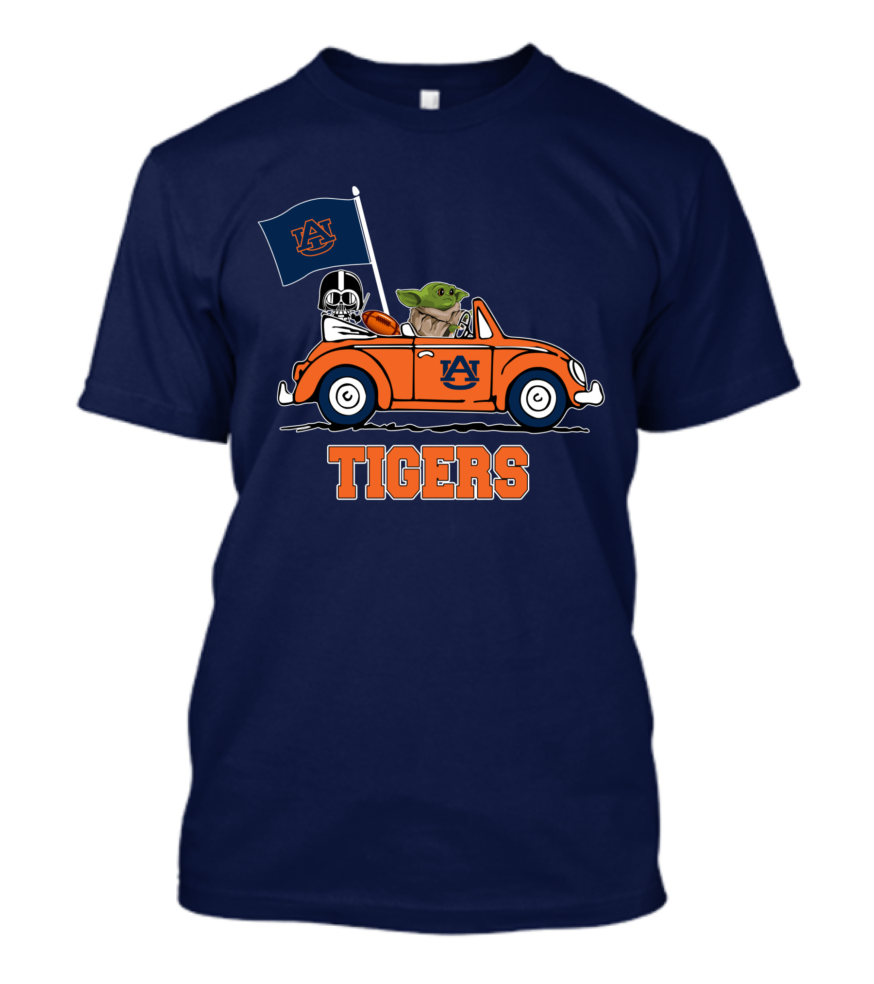 Auburn Tigers Darth Vader Baby Yoda Driving Car Star Wars T-Shirt