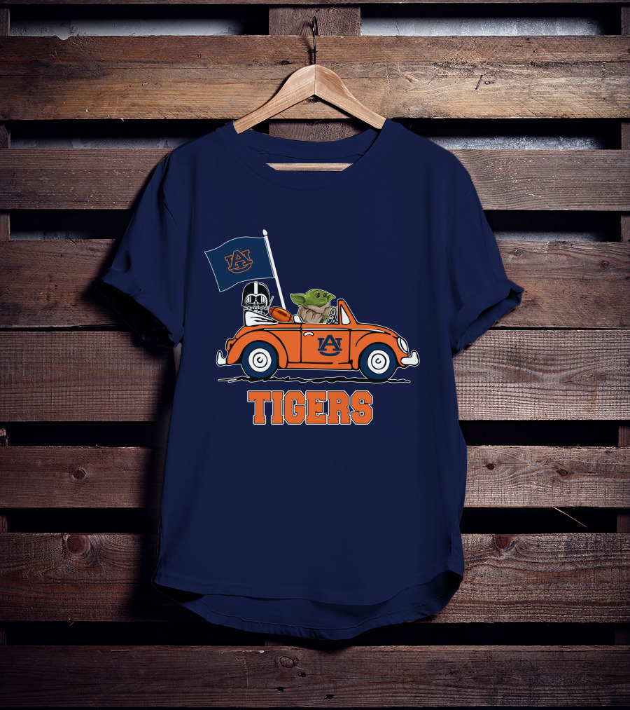 Auburn Tigers Darth Vader Baby Yoda Driving Car Star Wars T-Shirt
