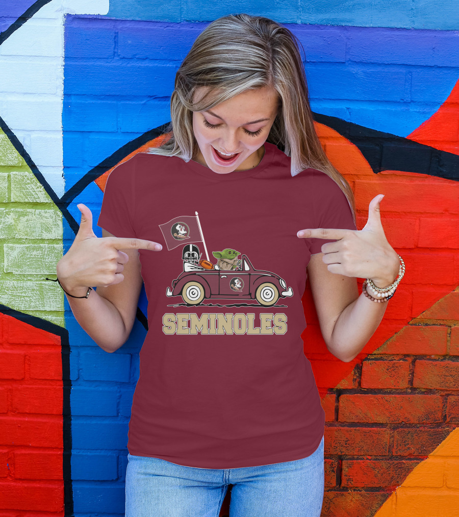 Seminoles Darth Vader Baby Yoda Driving Florida State Star Wars T-Shirt