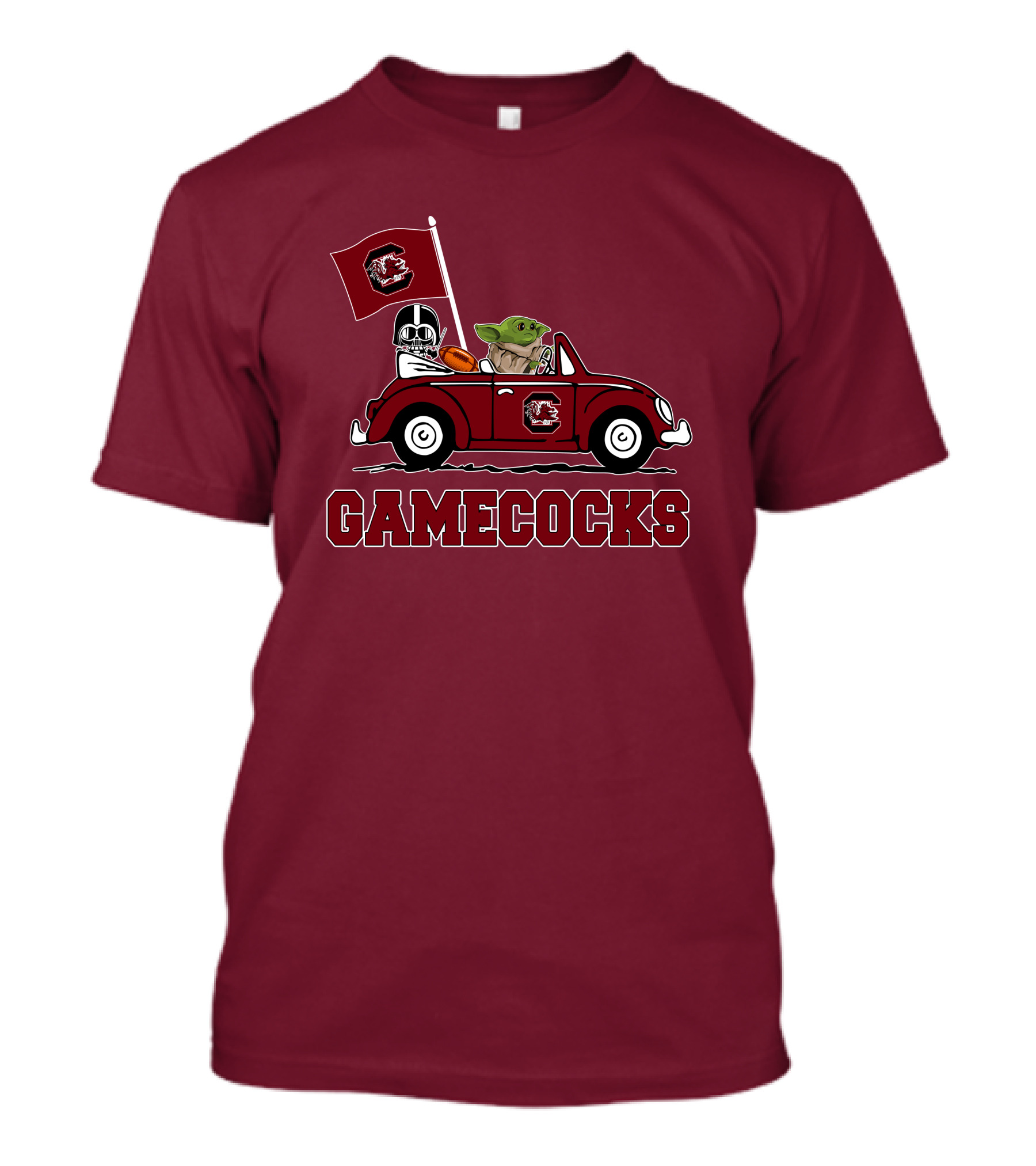 Gamecocks Baby Yoda Darth Vader Driving Football Star Wars T-Shirt