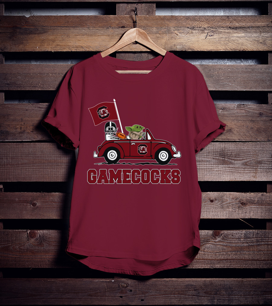 Gamecocks Baby Yoda Darth Vader Driving Football Star Wars T-Shirt
