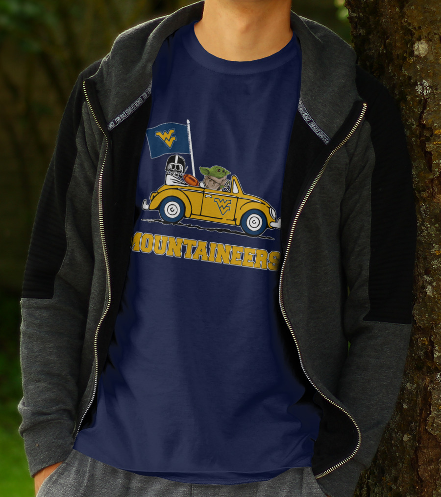 Mountaineers WVM Driving Featuring Baby Yoda And Football Helmet T-Shirt