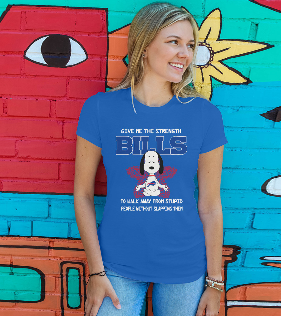Buffalo Bills Snoopy Meditation Give Me The Strength To Walk Away From Stupid People Without Slapping Them T-Shirt