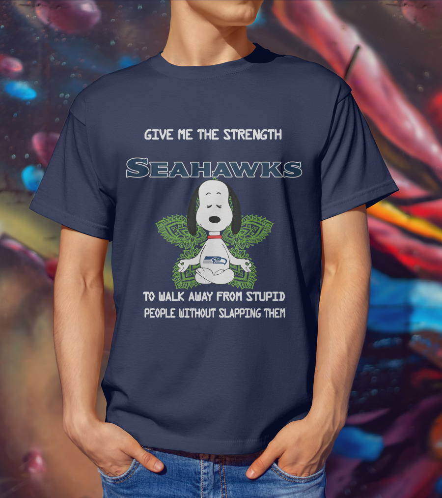 Seahawks Snoopy Yoga Give Me The Strength To Walk Away From Stupid People Without Slapping Them T-Shirt