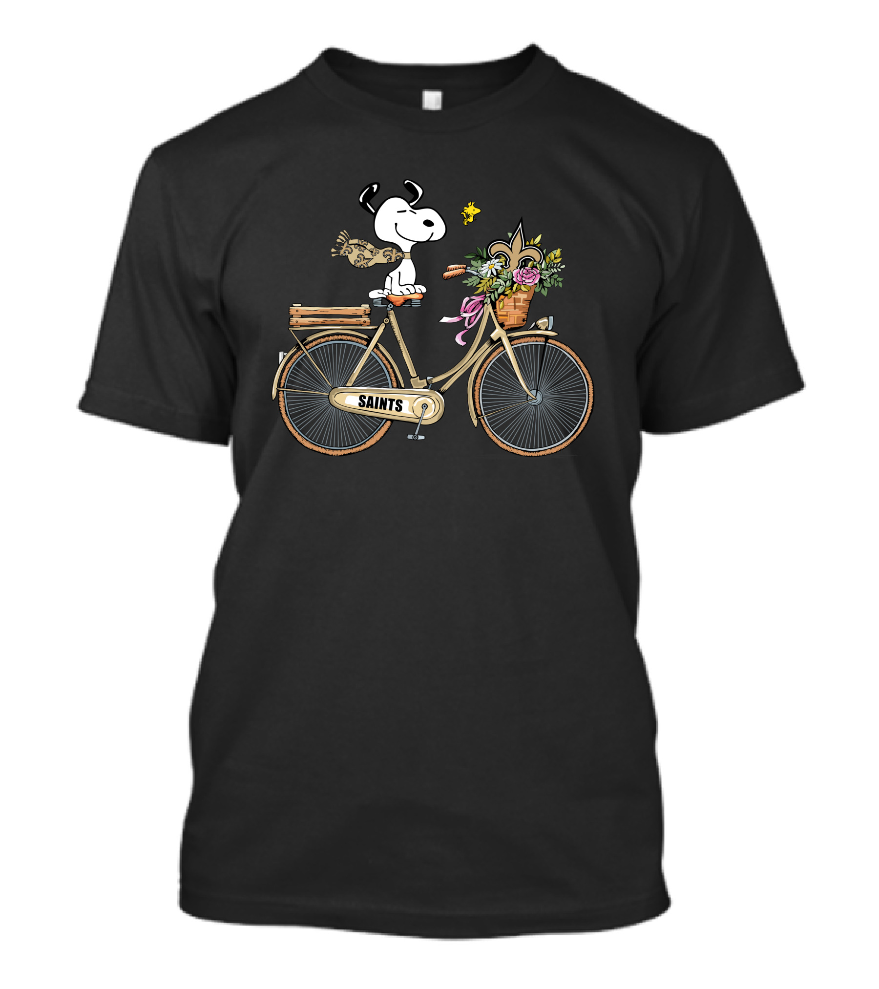 New Orleans Saints Snoopy Bicycle Ride Fleur De Lis Football Fan T-Shirt