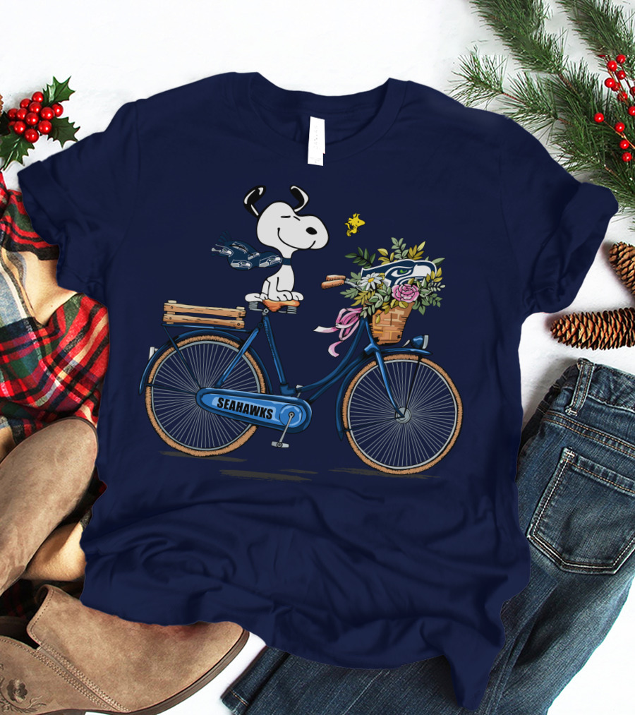 Seattle Seahawks Snoopy Bicycle Adventure T-Shirt